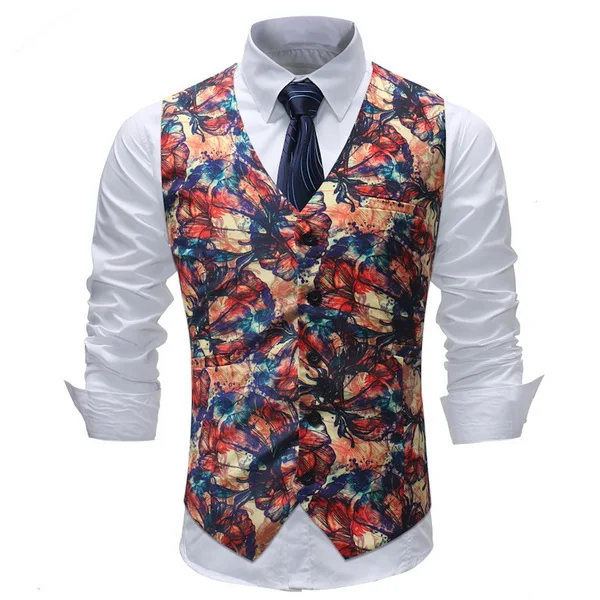 Buy 2018 Paisley Vest Men Fashion Flower Print Dress