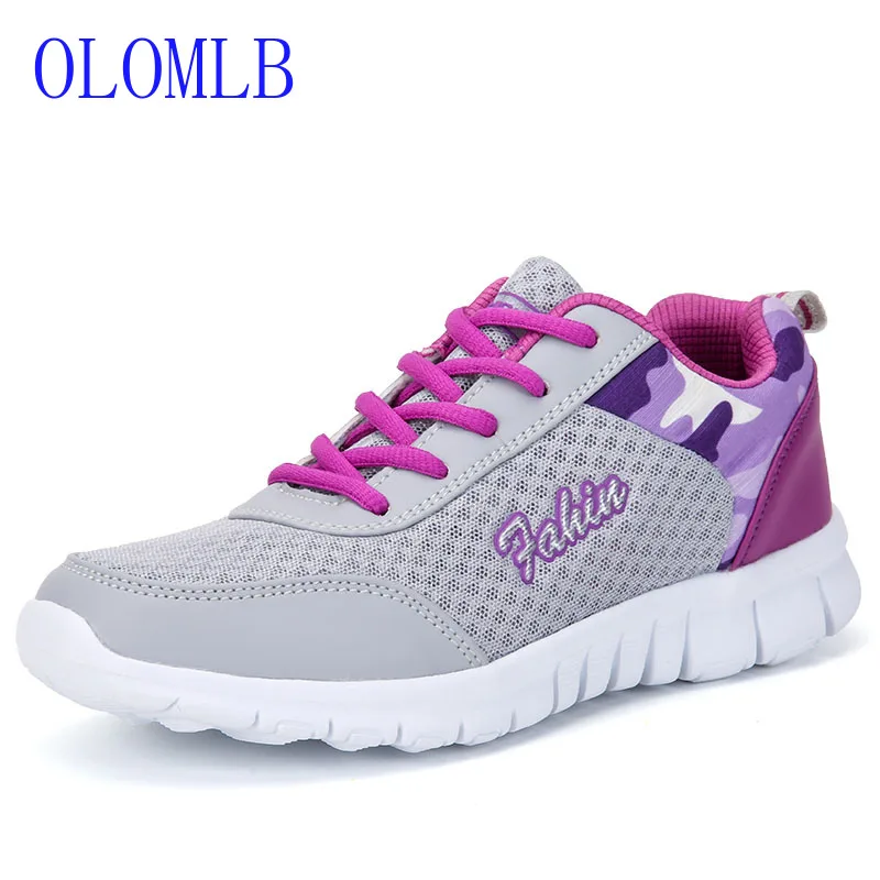 

OLOMLB Women Casual Shoes Fashion Breathable Walking Mesh Flat Shoes Sneakers Women 2019 Gym Vulcanized Tenis Feminino