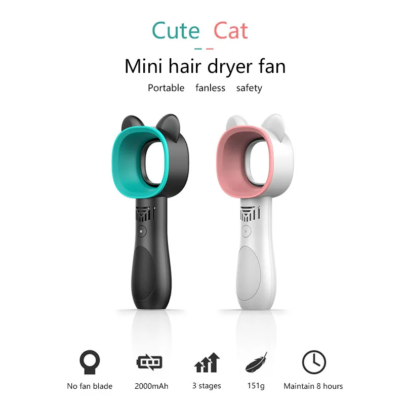 

Portable Mini Handheld Leafless Fan Convenient USB Charging Cartoon Fan Mini Handheld For Outdoor Office Dormitory
