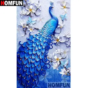 HOMFUN 5D DIY Embroidery Cross-Stitch Gift Animal Diamond Home-Decor Painting-Peacock-Full HOMFUN 5D DIY Embroidery Cross-Stitch Gift Animal Diamond Home-Decor Painting-Peacock-Full