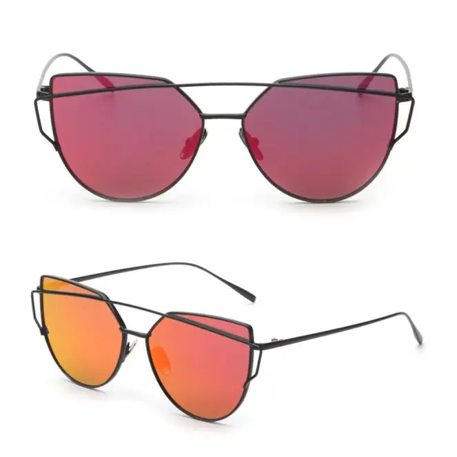 New Fashion Driver Goggles Twin-Beams Classic Women Metal Frame Mirror Sunglasses Cat Eye Glasses glasses women Anti-UV