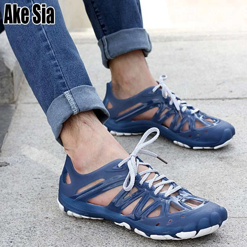 

Male Hombre Casual Wade Sandals Jelly Shoes Fashion Cool Holey Summer Men Man Slippers Lace Up Sandal Walking Travels Shoes A138