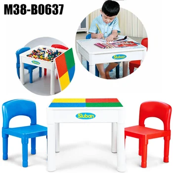 

2018 NEW Building blocks multi-purpose folding Storage toys table study desk with chair 3-8-year-old toys for children's