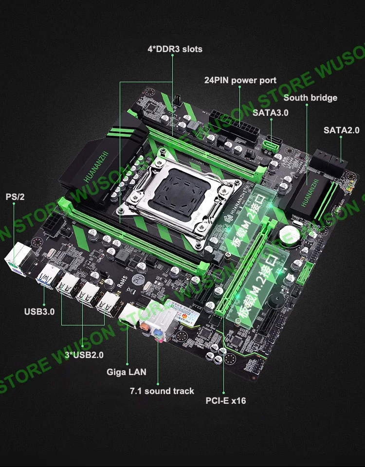 HUANANZHI X79 ZD3 M ATX материнская плата с высокоскоростной NGFF NVME M.2 слот SSD SATA3.0 USB3.0