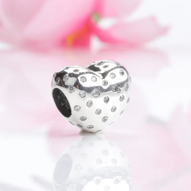 

2019 Hot Sale 925 Sterling Silver Luxury Heart-shaped Beads Fits Charm Bracelet DIY Women Jewelry Party Lover Gift