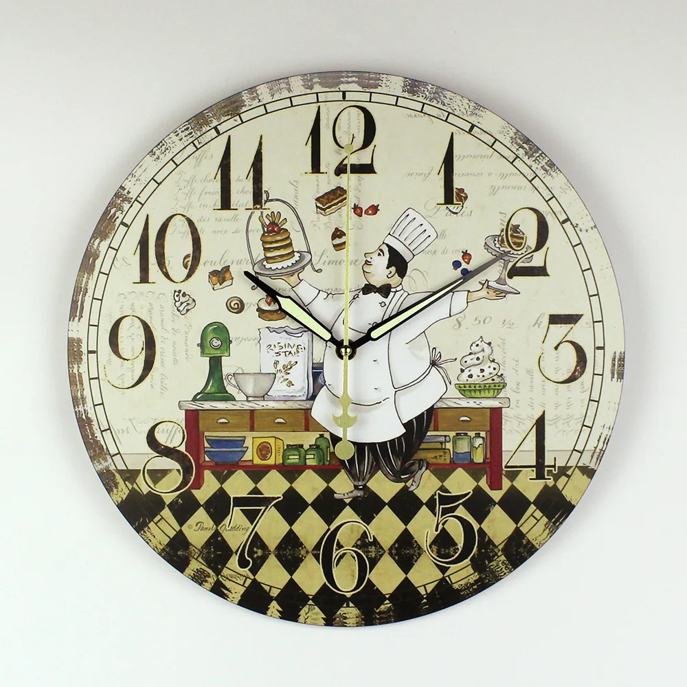 Horloge Murale De Cuisine Design Moderne Garantie De 3 Ans Dessin Anime Salle A Manger Decoration Murale Horloge Avec Mouvement D Horloge Silencieux Aliexpress