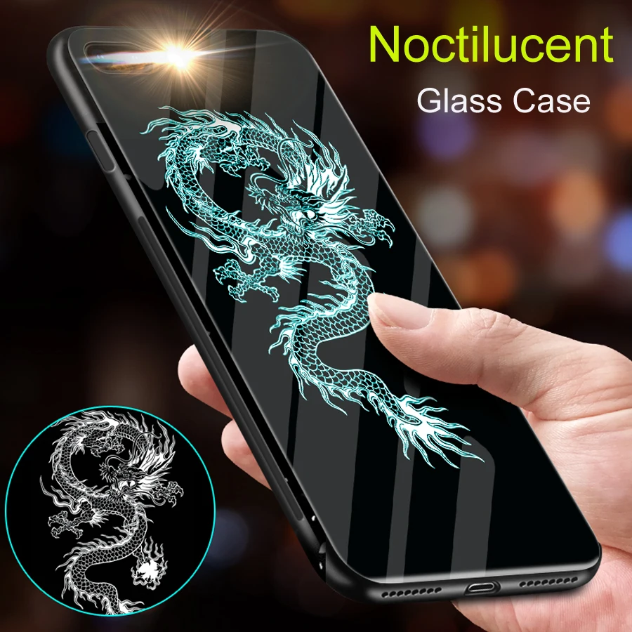 

Luminous Glass phone case For iPhone 7 XR Case For iPhone X 6 6S 8 XS Phone Case Cover Coque Silicon Fundas Capa Carcasa