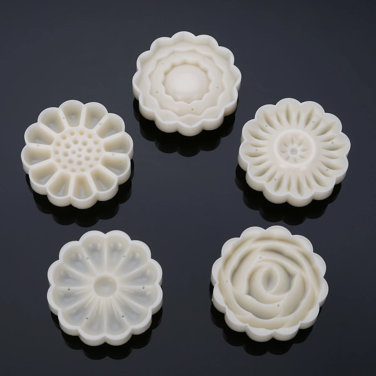 3D Rose Flower Mooncake Mold Mid-Autumn Festival Hand Pressure Mould DIY Tool Cookie Cutter Cake Bakeware1 Barrel +6 Stamps Set