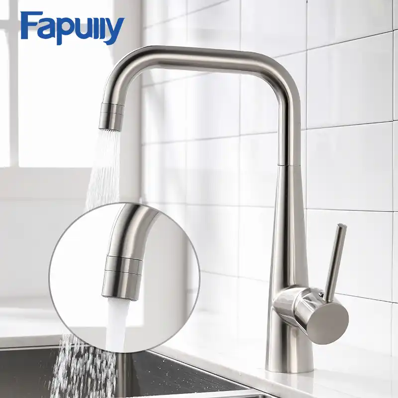 Fapully Kitchen Sink Faucet Single Handle Black Nickel Brass Taps