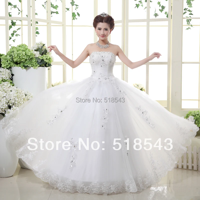 2014 New Arrival In stock bandage Lace Bride dress laciness bow wedding