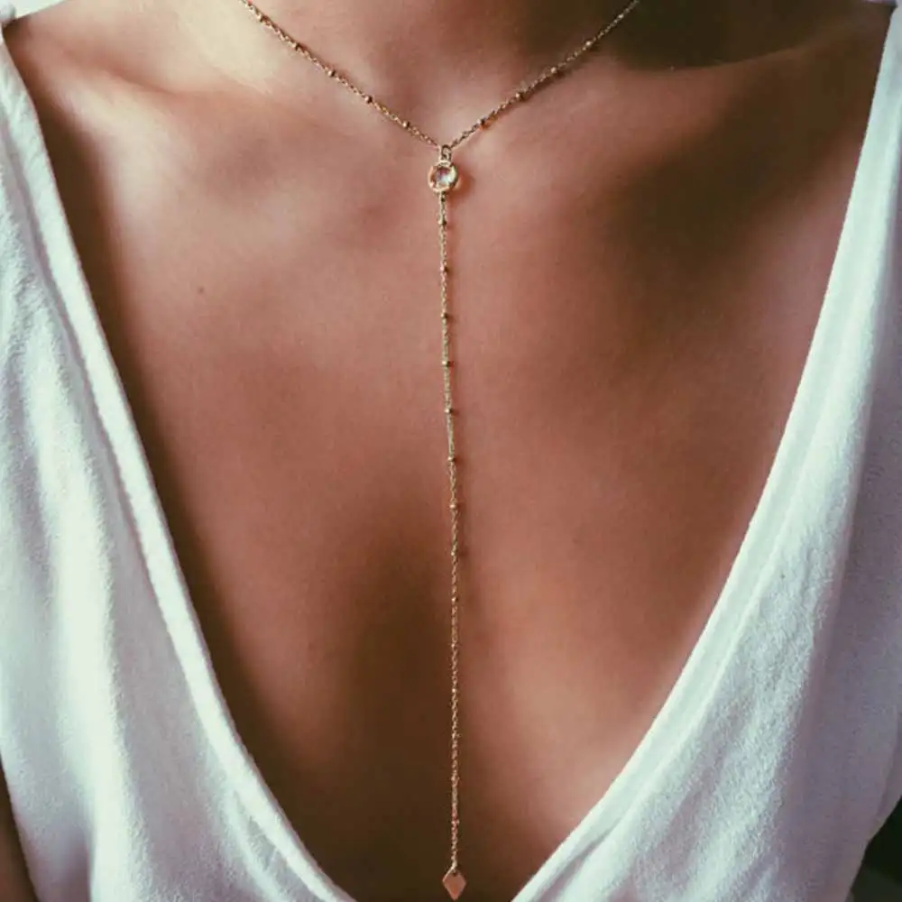 

KISSWIFE Bohemian fashion beach Gold Filled Necklace, Y Layering Necklace, CZ charm Women Necklace Ladies Vintage Necklace Gifts
