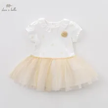 Dave bella/летнее платье принцессы для маленьких девочек детское платье на день рождения и свадьбу детская одежда для малышей DBM7448