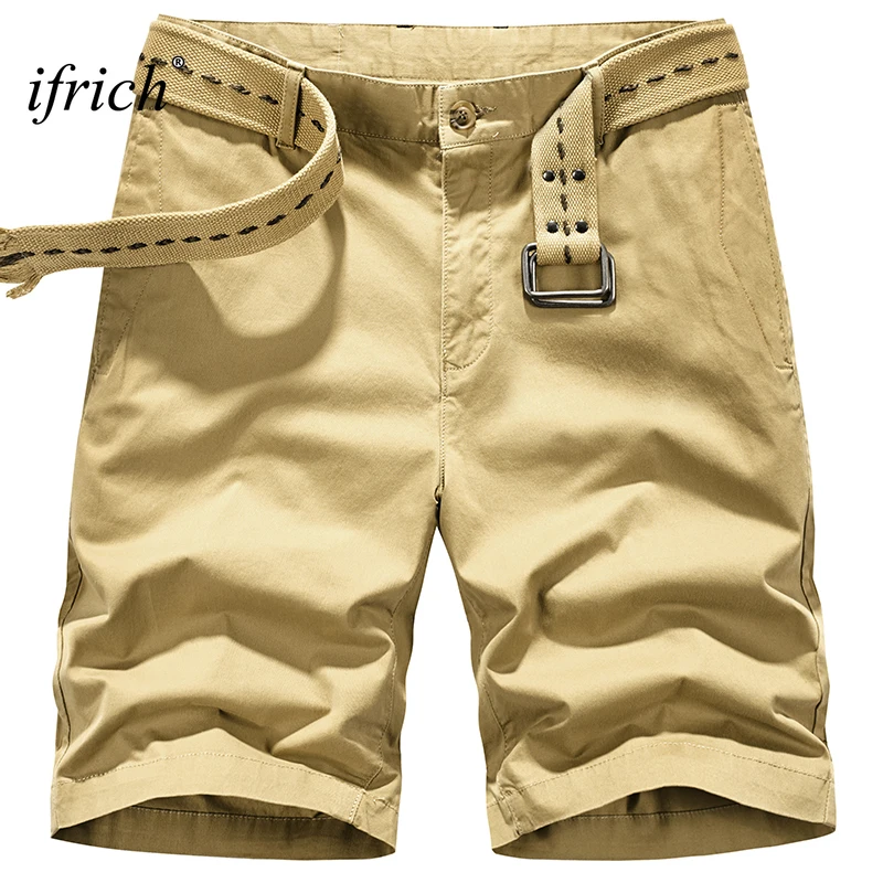 Летние хлопковые шорты IFRICH мужские модные мужские повседневные короткие штаны дышащие уличные бермуды Masculina без пояса 4XL