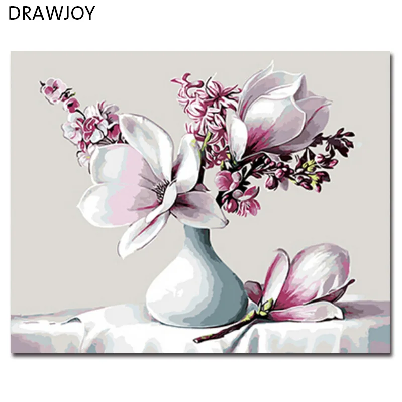 

DRAWJOY Framed Pictures Painting By Numbers Painting&Calligraphy Of Flower DIY Oil Painting By Numbers 40*50cm GX8843