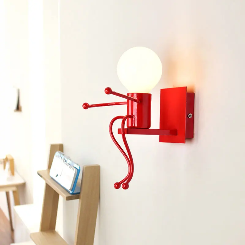 

LED Wall light Small Iron Man Mounted on Wall Light E27 Base Creative Kids Baby Bedroom Corridor Wall Night Light without Bulb