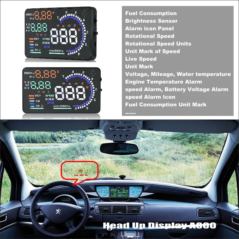 Vehicle HUD Safe Drive Display For Peugeot 607 806 807 Eurovans Refkecting Windshield Head Up Display
