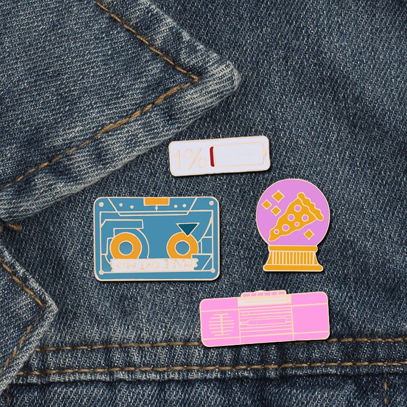 

Anime Badge Battery Enamel Pins Cartoon Brooches For Women Radio Crystal Ball Lapel Pin CD Backpack Button Icons Unisex Jewelry