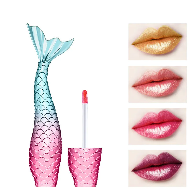 

8 Colors Diamond Shine Mermaid Lip Gloss Waterproof Matte Long Lasting Non-stick Cup Liquid Lipstick Metal Sexy Nude Lip Glaze