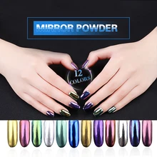 12 шт. волшебный зеркальный порошок пигмент УФ гель для ногтей хром пигмент блестки зеркальный эффект маникюрные инструменты 2 г