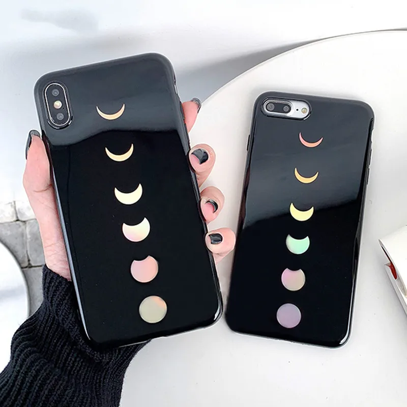 

Laser gradient eclipse soft shell Phone Case For iPhone7 8 6 moon pattern color luxury Phone Case For iPhoneX XR XS Case
