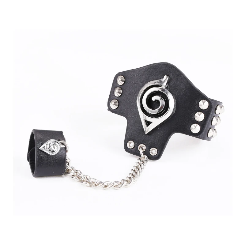 

ORNAPEADIA Anime game peripheral products NARUTO Mukimura logo bracelet ring punk style leather bracelet for man
