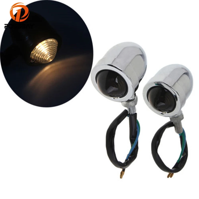 

POSSBAY Bullet Amber Motorcycle Blinker Indicator Turn Signal Lights Universal for Honda Yamaha Suzuki Harley Cafe Racer