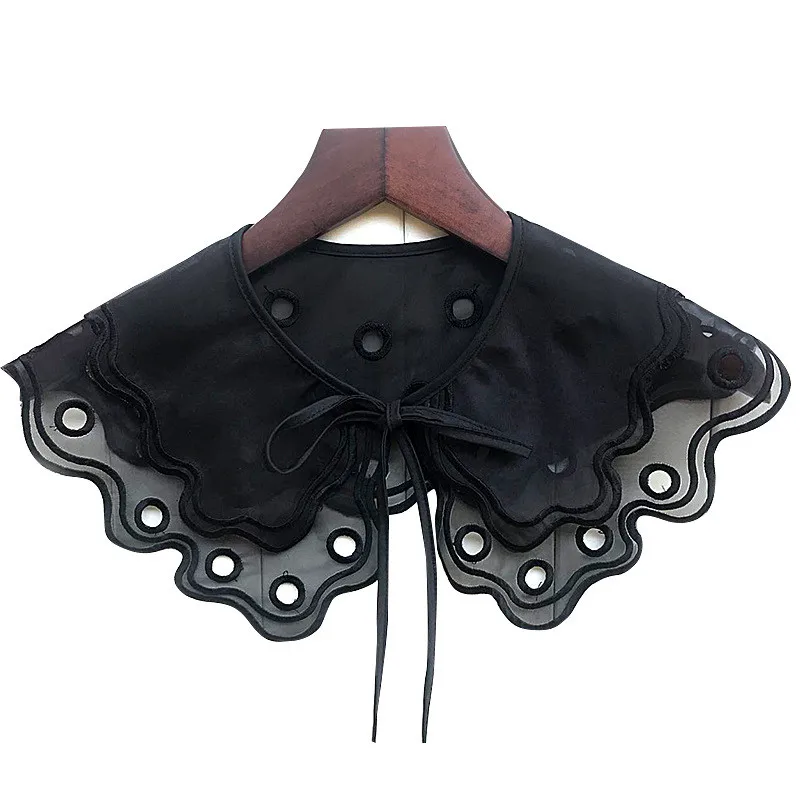 

YSMILE Y New Women Sweet Cute Embroidery Fake Collar Personality Tie Up Remove Detachable Collar Double Layer Collar For Girl