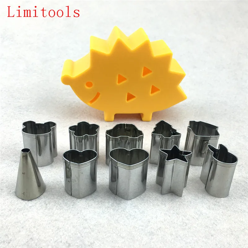 

10pcs/set Fruit Cookie Cutter Mold Hedgehog Box Design Mini Stainless Steel Mould Biscuit Fondant Cake Decorating Tools
