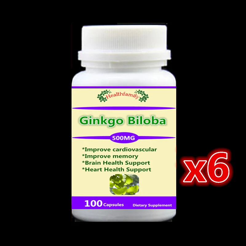 

6 bottle 600pcs,Natural Ginkgo Biloba Leaves Supplement,Improve memory and focus,Brain and heart care,Improve cardiovascular