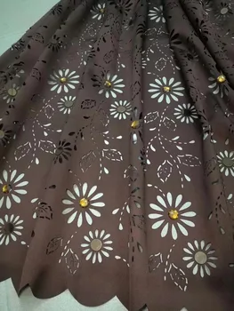 

Hot Sale Beautiful African Lace With big stone Fabriac New Embroidered Lace Trim Lacer Cut Lace Fabrics For Weddig Dress ML6348