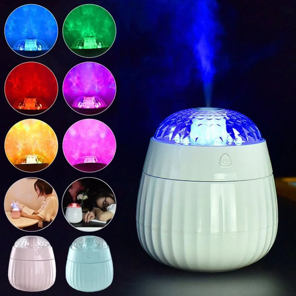 

New380ml USB Air Humidifier with Colorful LED Projector Electric Diffuser Lamp Ultrasonic Oil Diffuser Mist Maker for Home
