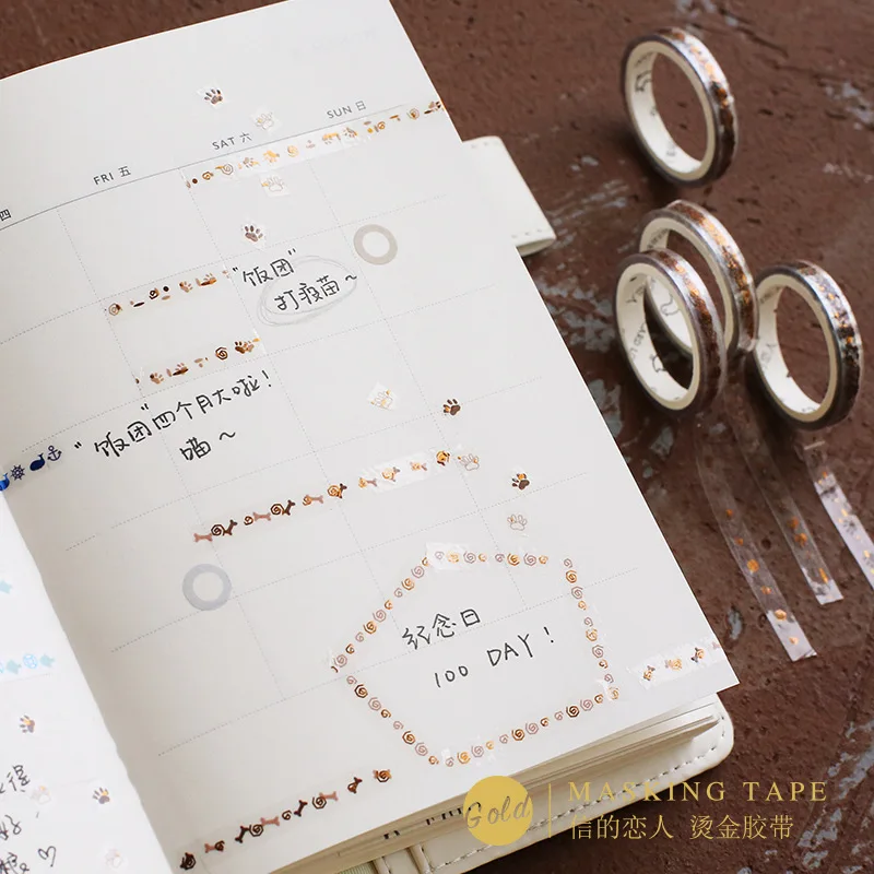 Kawaii Slim Bullet Journal PET Прозрачная Тонкая рисовая бумага клейкая лента DIY Скрапбукинг