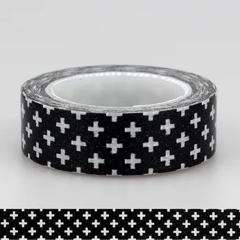 

1X 15mm Adehive Tape Black Cross stars chevrons set Print Scrapbooking DIY Craft Sticky Deco Masking Japanese Paper Washi Tape