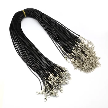 

Seasha 20pcs 1.5mm Korean Black Waxed Polyester Cord Jewelry DIY Blank Necklace Making with Alloy Findings without pendant