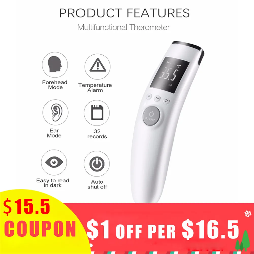 

IT-127 Digital Infrared Forehead Infant Baby Thermometer Non-contact Fever Measurement LCD IR Thermometer For Baby Adult New