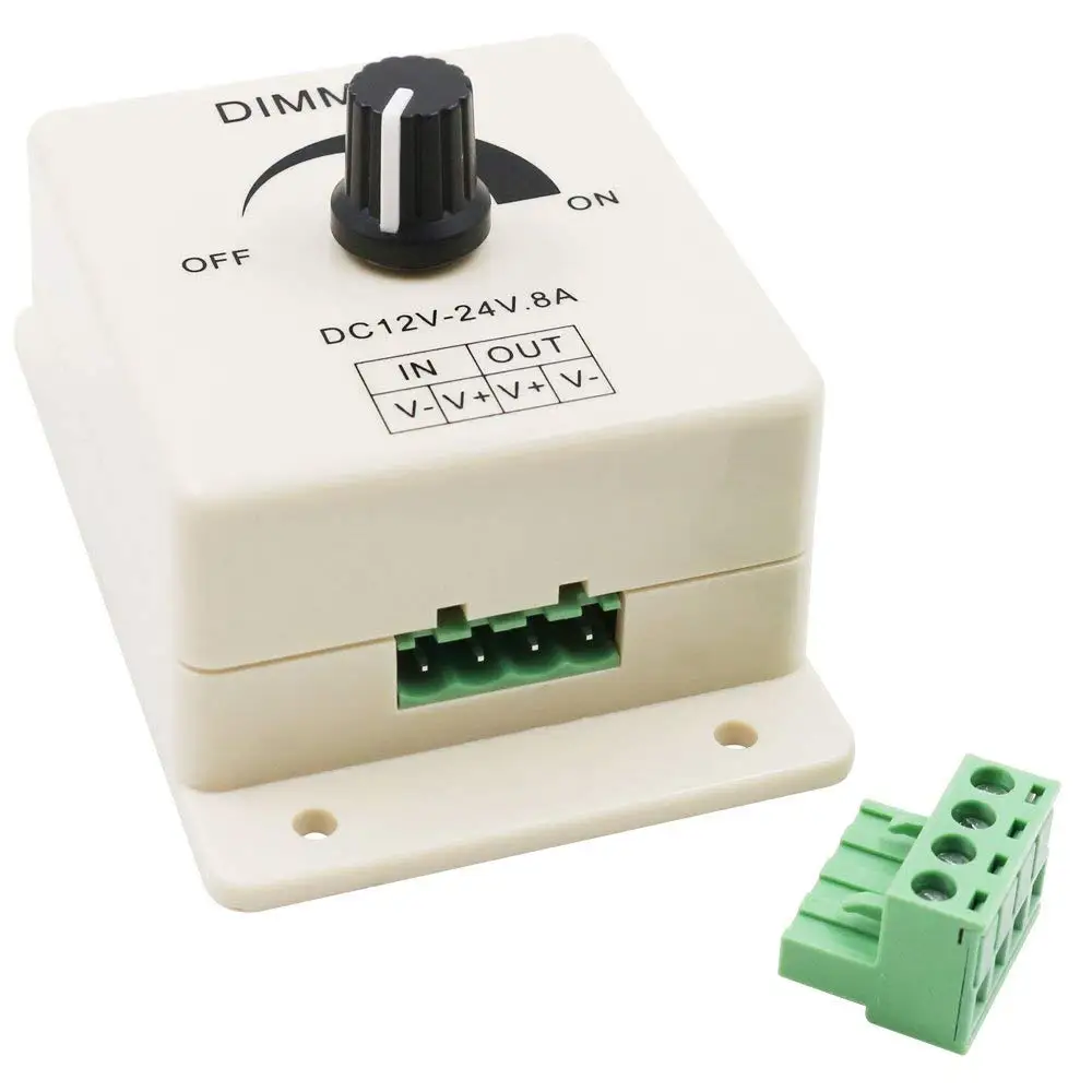 

12-24V 8A Dimmer Controller LED Strip Driver Single Color Lights Controller Adjustable Brightness