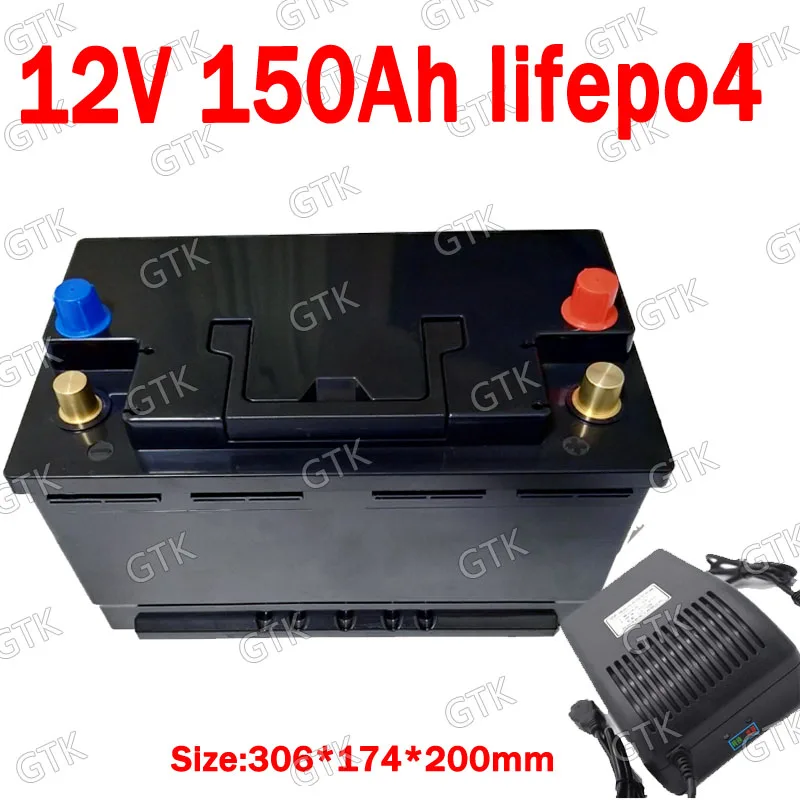 GTK Lifepo4 12,8 V 12V 150AH литиевый аккумулятор BMS для 1200W лодки для дома на колесах очистка на солнечной энергии+ 10А зарядное устройство - Цвет: without display