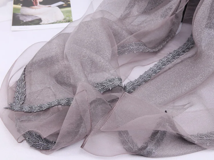 2019 шелк шарф, Женская шаль шелково-шерстяной шарф с кружевом Высокое качество осень зима Для женщин шарф мать подарок