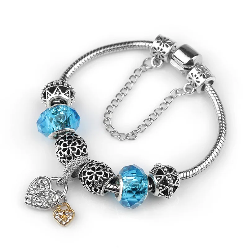 

Fashion Women Bracelet Silver Color Crystal Bead Charm Bracelet For Women Jewelry Original Pandora Bracelets Gift