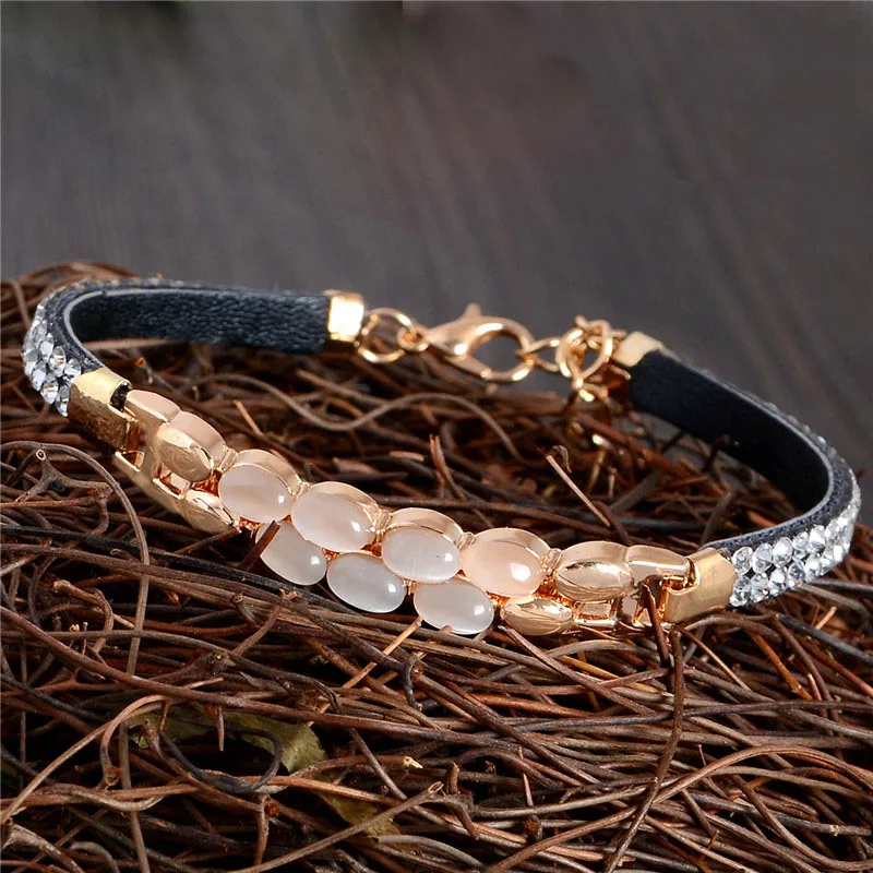 

SHUANGR New Arrival Popular Women Luxury Bracelet Wholesale Cat Eye Stone Austrian Crystal Bracelet Gold Color Bracelet