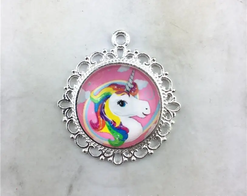 50Pcs popular Cartoon unicorn Charms Pendants NeckLace Jewelry Making