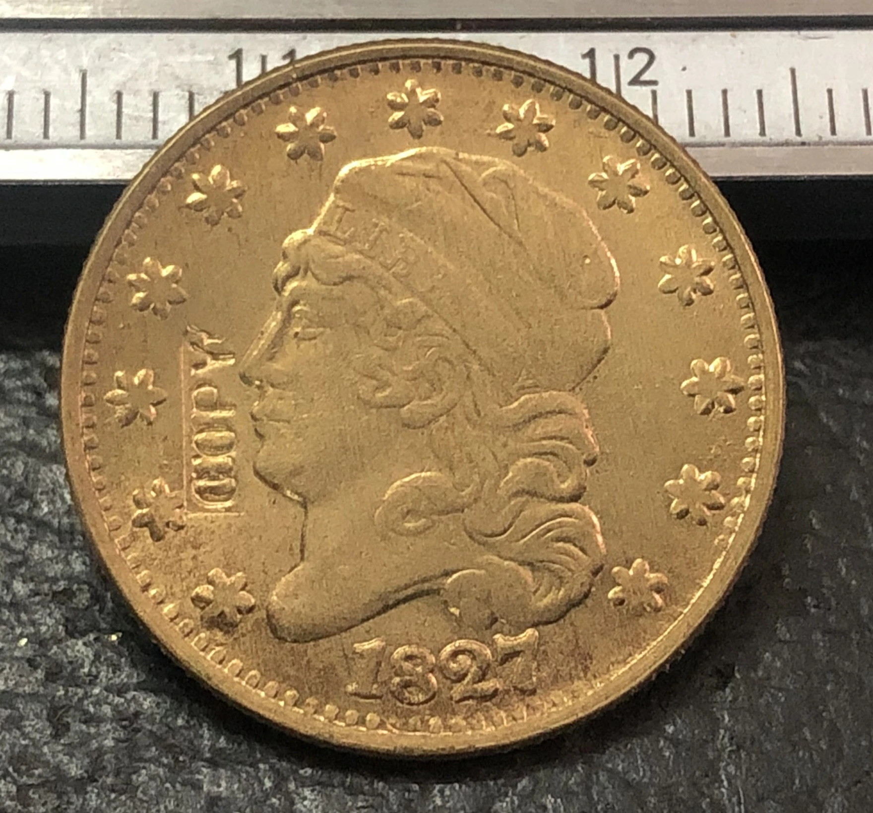 1827 с закрытым бюстом$2-1/2 Gold DOLLAR четверть Орел копия