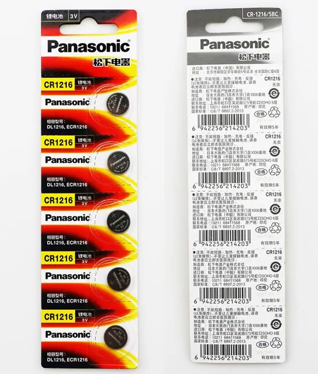100 шт./лот Panasonic CR1216 DL1216 BR1216 литиевая Кнопочная батарея 3 в CR 1216 5034LC для часов