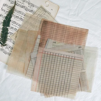 

WOKO 12sheets Retro Grid Old Color Square Background Translucent Old Paper Vintage Deco Sticker DIY Scrapbooking planner Diary