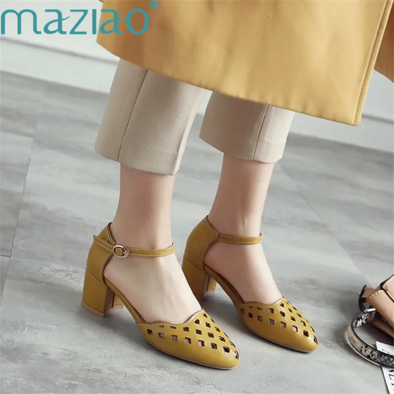

Women Shoes Round Toe Shallow Mouth Hollow Out Sweet Fashion Female Shoe Pumps High Heels MAZIAO
