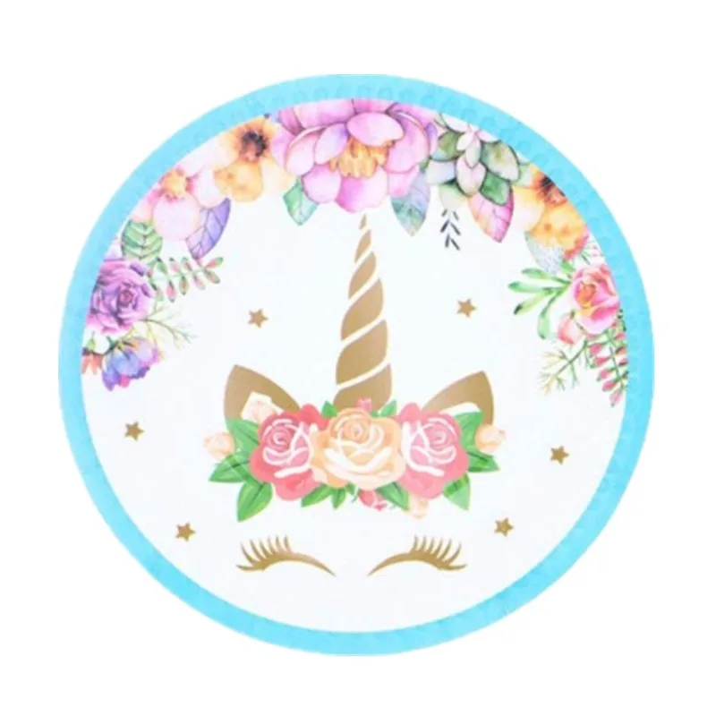 

10pcs blue unicorn plates baby shower party supplies blue unicorn disposable dishes birthday party decorations unicorn plates
