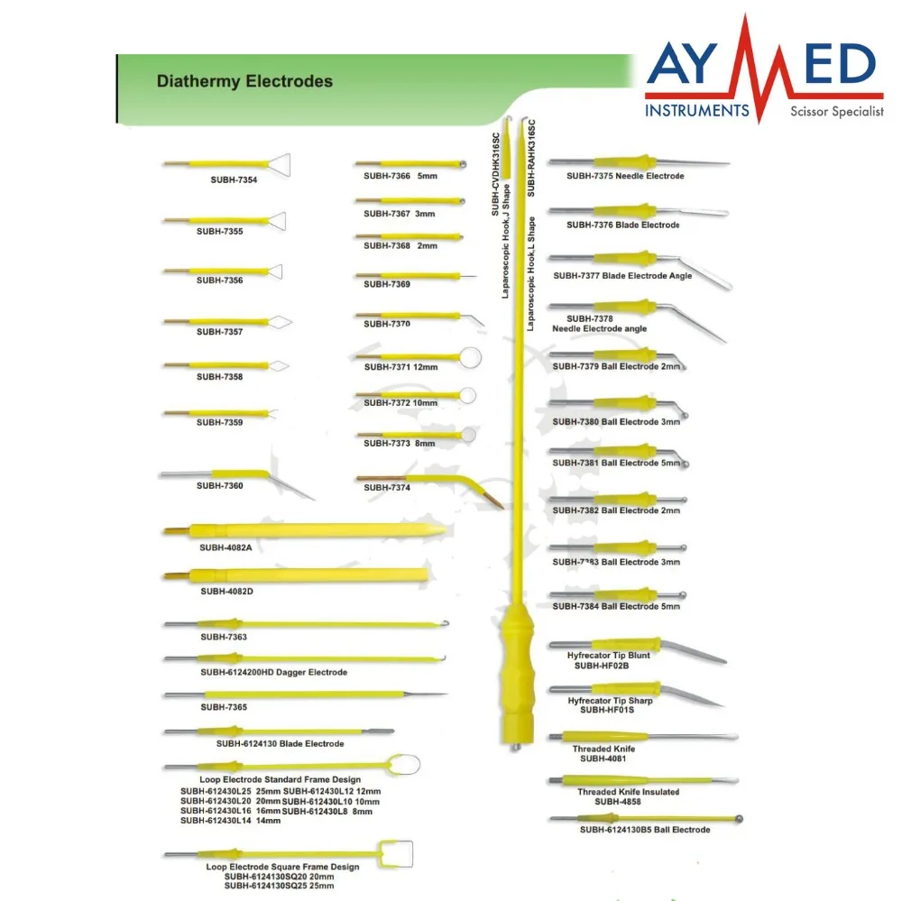 

Any Size 10 pieces Diathermy Electrodes electrosurgical instruments forceps scissors bayonet monopolar bipolar scissors