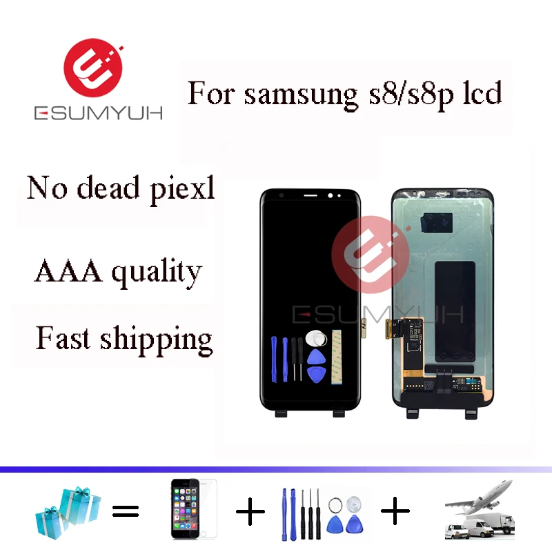 

Original LCD for Samsung Galaxy S8 Display Assembly G950 S8 Plus G955 Replacement with adhesives and tools Free Shipping