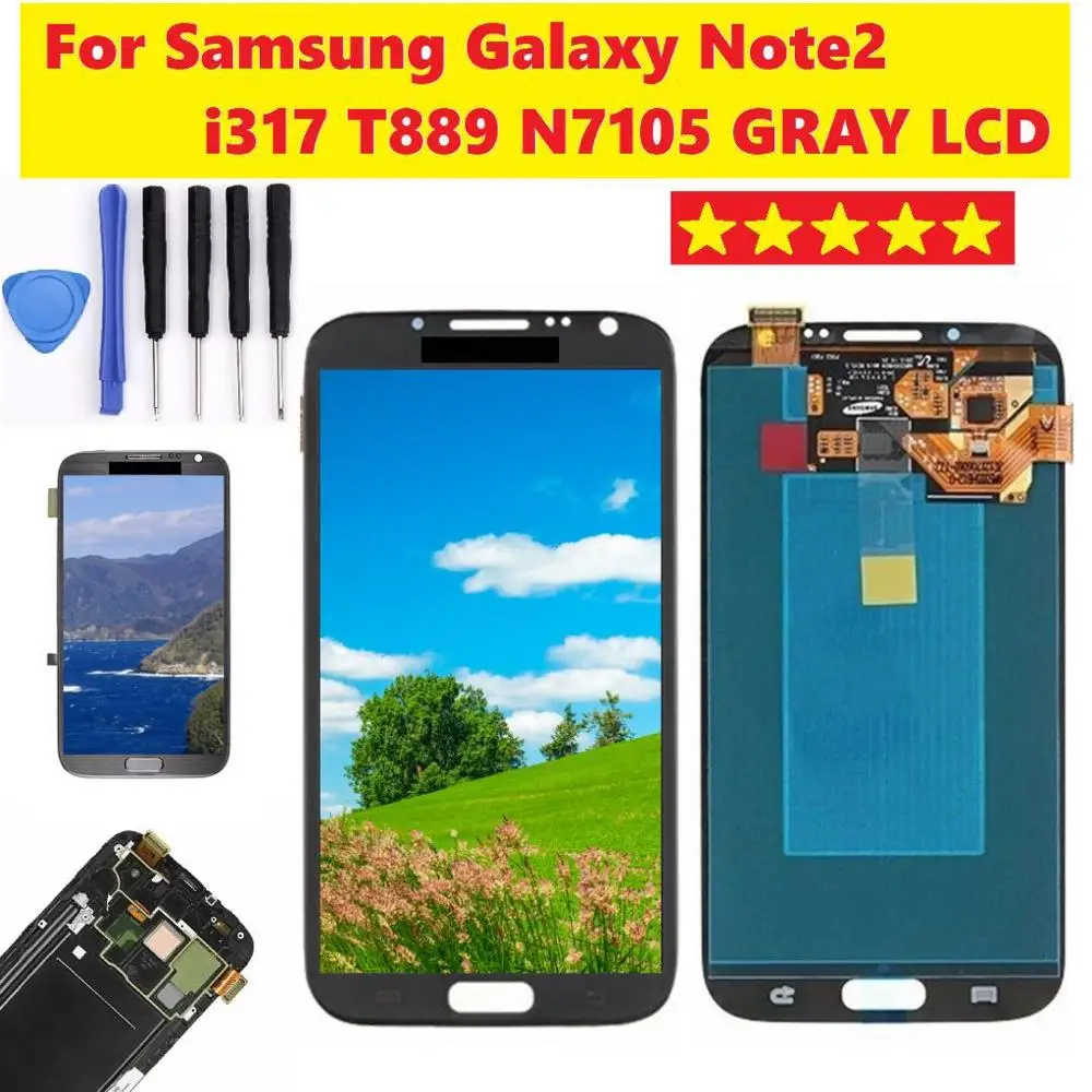 

SUPER AMOLED 5.5'' LCD for Samsung Galaxy Note 2 LCD N7100 Note2 N7105 Display Touch Screen Digitizer Assembly Replacement Parts
