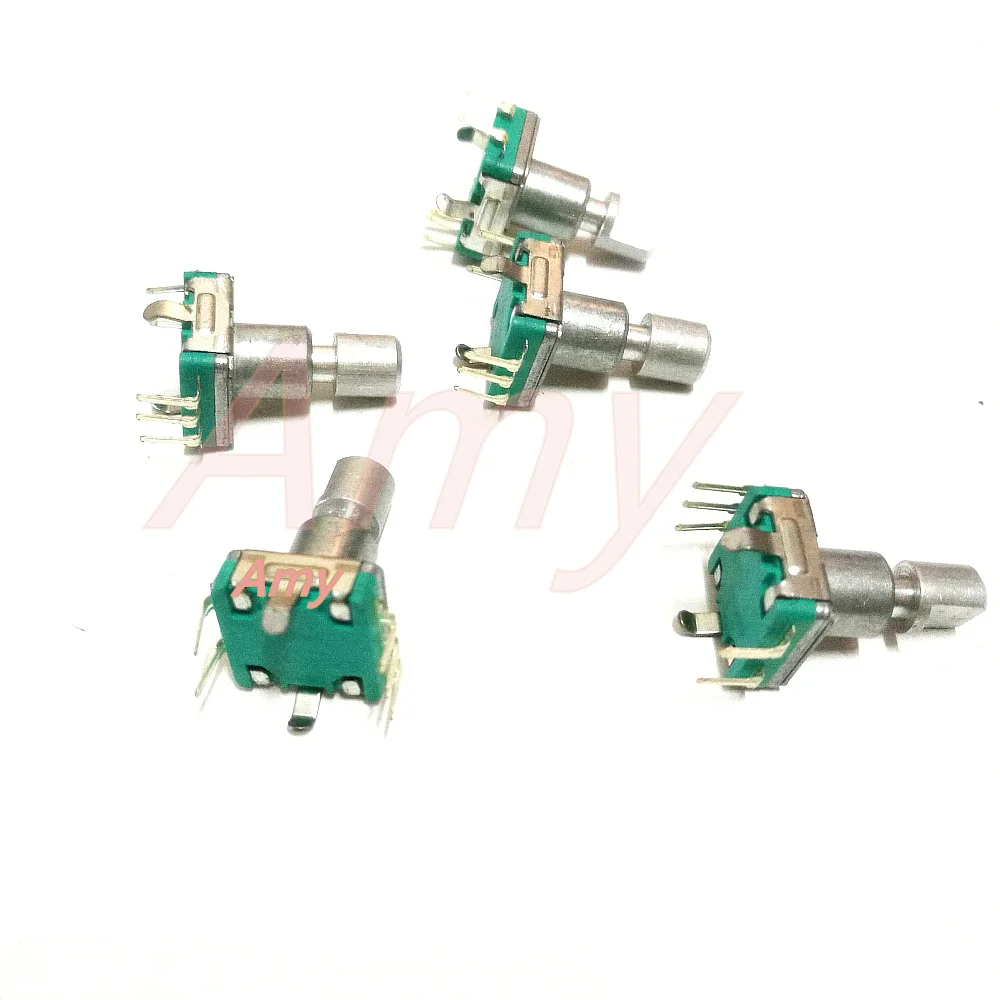 

50pcs/lot EC11 type encoder with switch 30 positioning 15 pulse shaft length 15MM vehicle volume potentiometer